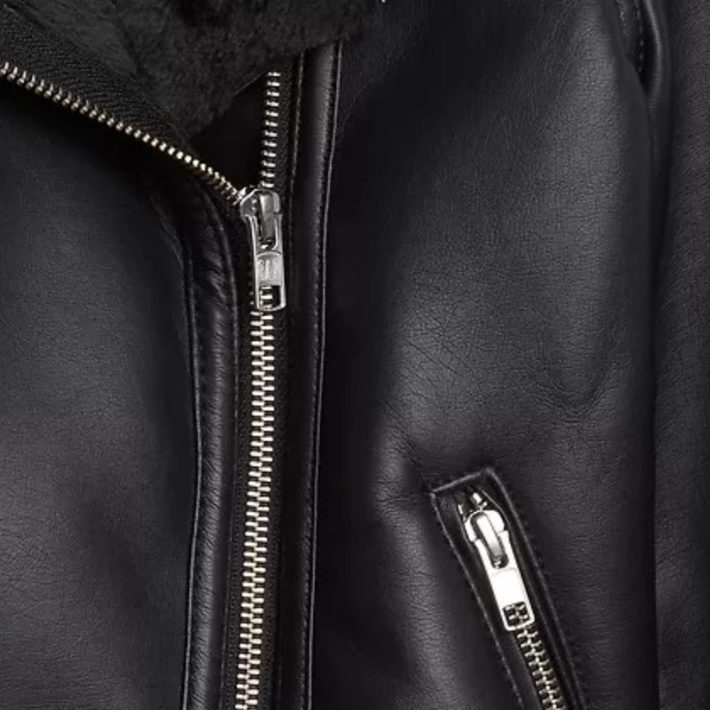 Gap Girl XS Black Faux Leather Biker Jacket - Picture 7 of 8